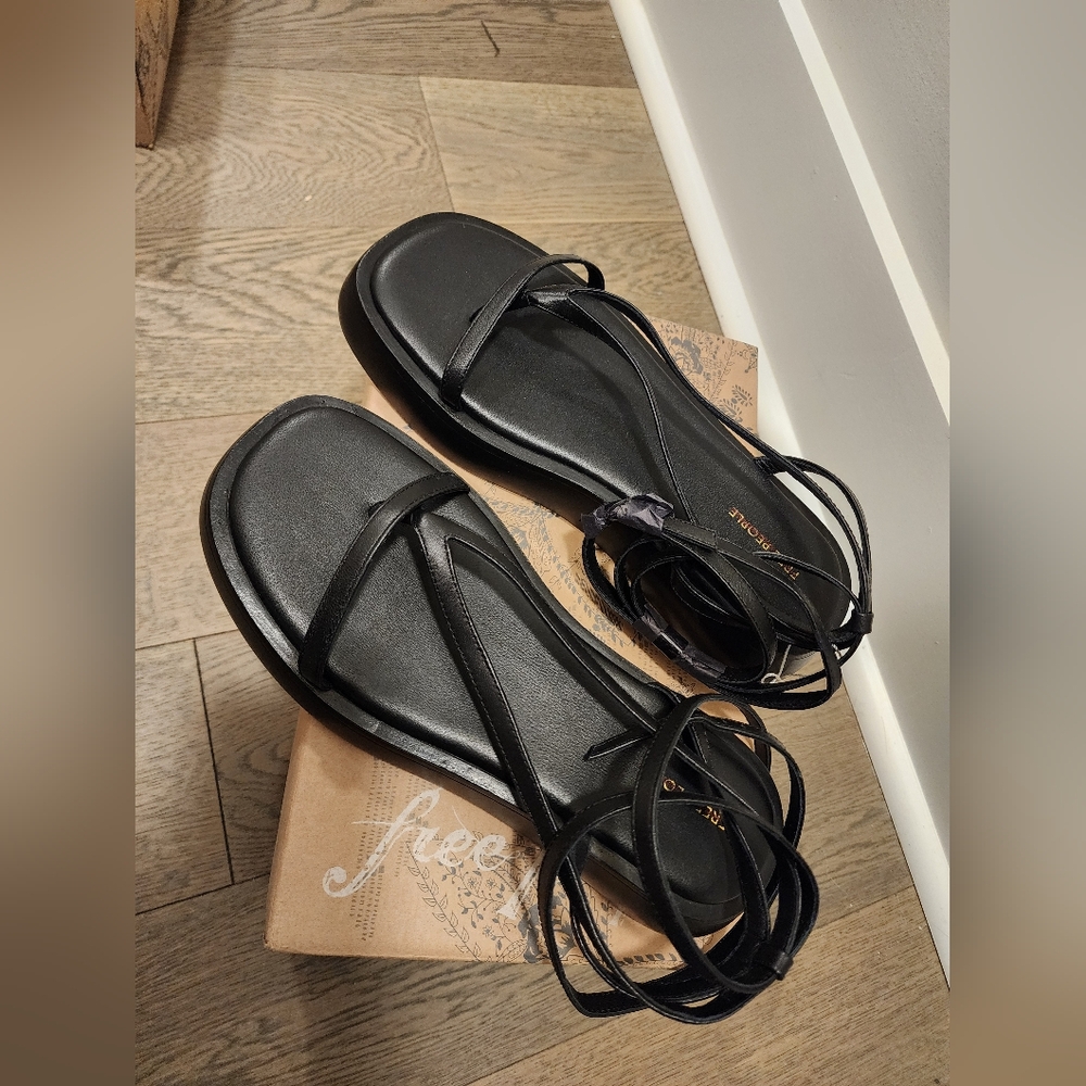 Free People Black Strappy Sandals